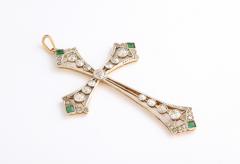 Edwardian diamond and emerald cross - 1733647