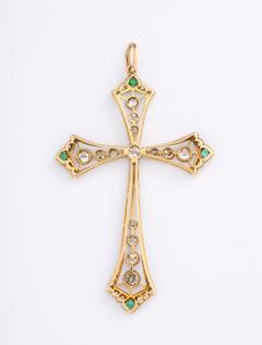 Edwardian diamond and emerald cross - 1733649