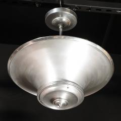 Edwin Guff Art Deco Machine Age Brushed Aluminum Pendant Chandelier signed Edwin Guff - 4792462