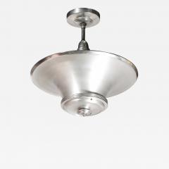 Edwin Guff Art Deco Machine Age Brushed Aluminum Pendant Chandelier signed Edwin Guff - 4792958