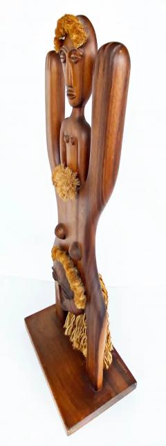 Edwin Scheier 1978 Carved Wood Fertility Sculpture by Edwin Scheier Signed - 3556319