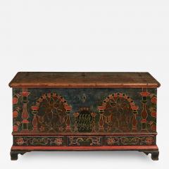 Eefa Dunkel A Berks County Pennsylvania Paint Decorated Lift Lid Chest over Drawers - 155749