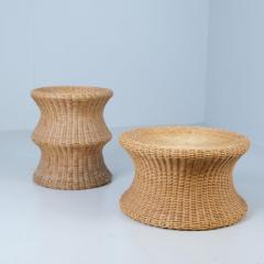Eero Aarnio Set of Two Eero Aarnio Mushroom Juttu Stools In Rattan Wicker Asko 1960s - 4722213