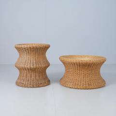 Eero Aarnio Set of Two Eero Aarnio Mushroom Juttu Stools In Rattan Wicker Asko 1960s - 4722214