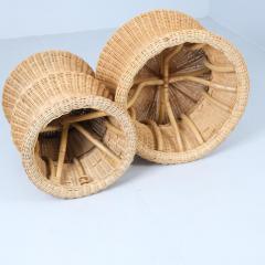 Eero Aarnio Set of Two Eero Aarnio Mushroom Juttu Stools In Rattan Wicker Asko 1960s - 4722220