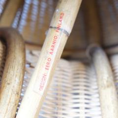 Eero Aarnio Set of Two Eero Aarnio Mushroom Juttu Stools In Rattan Wicker Asko 1960s - 4722221