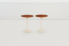 Eero Saarinen Early Eero Saarinen Tulip Side Tables c 1960 Walnut Tops Cast Iron Bases - 4485211