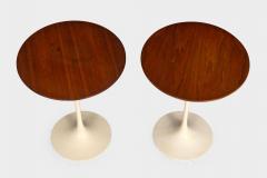 Eero Saarinen Early Eero Saarinen Tulip Side Tables c 1960 Walnut Tops Cast Iron Bases - 4485213