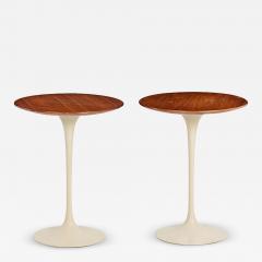 Eero Saarinen Early Eero Saarinen Tulip Side Tables c 1960 Walnut Tops Cast Iron Bases - 4485284