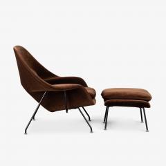 Eero Saarinen Early Eero Saarinen for Knoll Womb Chair Ottoman in Chocolate Mohair - 4242665