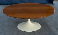 Eero Saarinen Early Restored Saarinen Knoll 42 Round Tulip Coffee Table Walnut Iron Base - 3910192