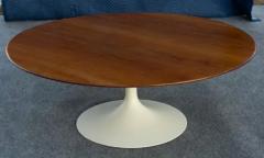 Eero Saarinen Early Restored Saarinen Knoll 42 Round Tulip Coffee Table Walnut Iron Base - 3910197