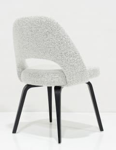 Eero Saarinen Eero Saarinen for Knoll 8 Executive Dining Chairs Black White Boucle Wood Legs - 3825856