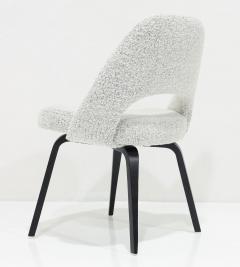 Eero Saarinen Eero Saarinen for Knoll 8 Executive Dining Chairs Black White Boucle Wood Legs - 3825858