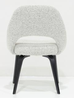 Eero Saarinen Eero Saarinen for Knoll 8 Executive Dining Chairs Black White Boucle Wood Legs - 3825859