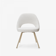 Eero Saarinen Eero Saarinen for Knoll Executive Armless Chairs in Boucl Brushed Brass - 2797302
