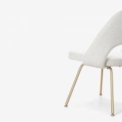 Eero Saarinen Eero Saarinen for Knoll Executive Armless Chairs in Boucl Brushed Brass - 2797305