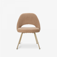Eero Saarinen Eero Saarinen for Knoll Executive Armless Chairs in Curly Boucl Brushed Brass - 3128854