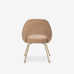Eero Saarinen Eero Saarinen for Knoll Executive Armless Chairs in Curly Boucl Brushed Brass - 3128856