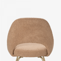 Eero Saarinen Eero Saarinen for Knoll Executive Armless Chairs in Curly Boucl Brushed Brass - 3128858