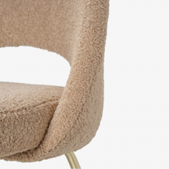 Eero Saarinen Eero Saarinen for Knoll Executive Armless Chairs in Curly Boucl Brushed Brass - 3128862