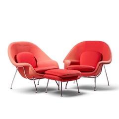 Eero Saarinen Eero Saarinen for Knoll Mid Century Medium Womb Chairs Pair with Ottoman - 4714563