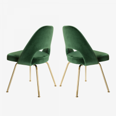 Eero Saarinen Executive Armless Chairs in Emerald Velvet 24k Gold Edition Set of 6 - 524836