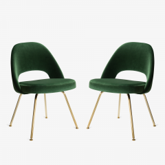 Eero Saarinen Executive Armless Chairs in Emerald Velvet 24k Gold Edition Set of 6 - 524837