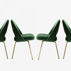 Eero Saarinen Executive Armless Chairs in Emerald Velvet 24k Gold Edition Set of 6 - 524838