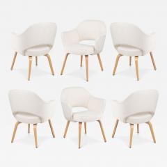 Eero Saarinen Knoll Saarinen Executive Arm Chairs in Italian Boucl Oak Legs Set of 6 - 3372615