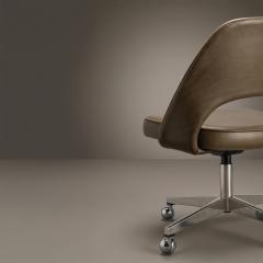 Eero Saarinen Knoll Saarinen Executive Armless Chair in Olive Leather Stainless Steel Base - 4537361