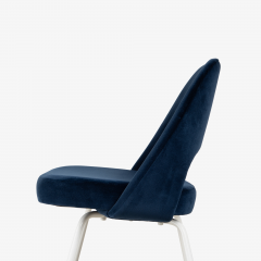 Eero Saarinen Knoll Saarinen Executive Armless Chairs in Navy Velvet White Legs Set of 8 - 3576171