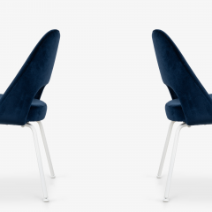 Eero Saarinen Knoll Saarinen Executive Armless Chairs in Navy Velvet White Legs Set of 8 - 3576173