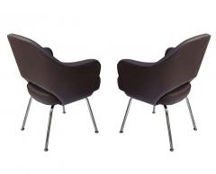 Eero Saarinen Mid Century Modern Brown Leather Armchair Dining Chairs by Eero Saarinen Knoll - 2233911