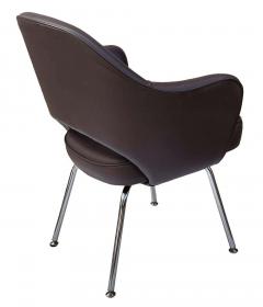 Eero Saarinen Mid Century Modern Brown Leather Armchair Dining Chairs by Eero Saarinen Knoll - 2233929