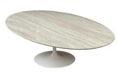 Eero Saarinen Mid Century Modern Oval Travertine Marble Cocktail Table by Saarinen for Knoll - 3284610