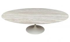 Eero Saarinen Mid Century Modern Oval Travertine Marble Cocktail Table by Saarinen for Knoll - 3284628