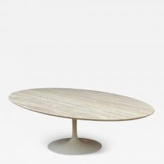 Eero Saarinen Mid Century Modern Oval Travertine Marble Cocktail Table by Saarinen for Knoll - 3284674