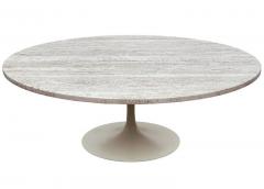 Eero Saarinen Mid Century Modern Round Tulip Cocktail Table by Eero Saarinen in Travertine - 2734336