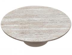 Eero Saarinen Mid Century Modern Round Tulip Cocktail Table by Eero Saarinen in Travertine - 2734341