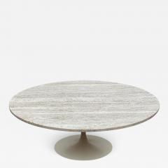 Eero Saarinen Mid Century Modern Round Tulip Cocktail Table by Eero Saarinen in Travertine - 2740530