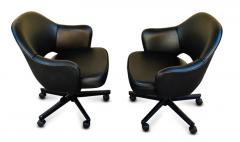 Eero Saarinen Pair Saarinen Knoll Executive Chairs Black Leather Tilt Swivel Height Adjustable - 2618364