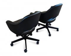 Eero Saarinen Pair Saarinen Knoll Executive Chairs Black Leather Tilt Swivel Height Adjustable - 2618366