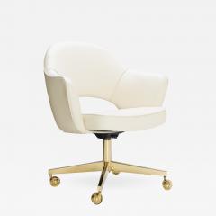 Eero Saarinen Saarinen Executive Arm Chair in Cr me Leather Swivel Base 24k Gold Edition - 698831