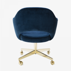 Eero Saarinen Saarinen Executive Arm Chair in Navy Velvet Swivel Base 24k Gold Edition S 6 - 610641