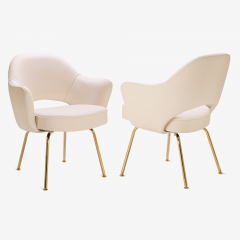 Eero Saarinen Saarinen Executive Arm Chairs in Bone Luxe Suede 24k Gold Edition Set of 6 - 396603
