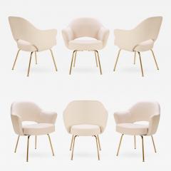 Eero Saarinen Saarinen Executive Arm Chairs in Bone Luxe Suede 24k Gold Edition Set of 6 - 397227
