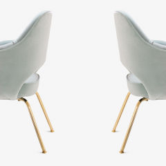 Eero Saarinen Saarinen Executive Arm Chairs in Celadon Velvet 24k Gold Edition Set of 6 - 524984