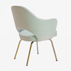 Eero Saarinen Saarinen Executive Arm Chairs in Mint Velvet 24 Karat Gold Edition Set of Six - 306660