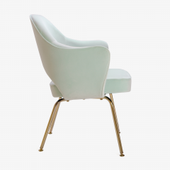 Eero Saarinen Saarinen Executive Arm Chairs in Mint Velvet 24 Karat Gold Edition Set of Six - 306663